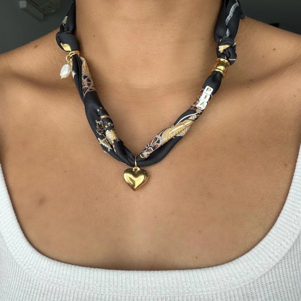scarf necklace with charm - featured image